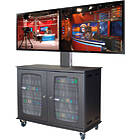 Dual Monitor Display with Twin 19" Media Cabinet Trolley