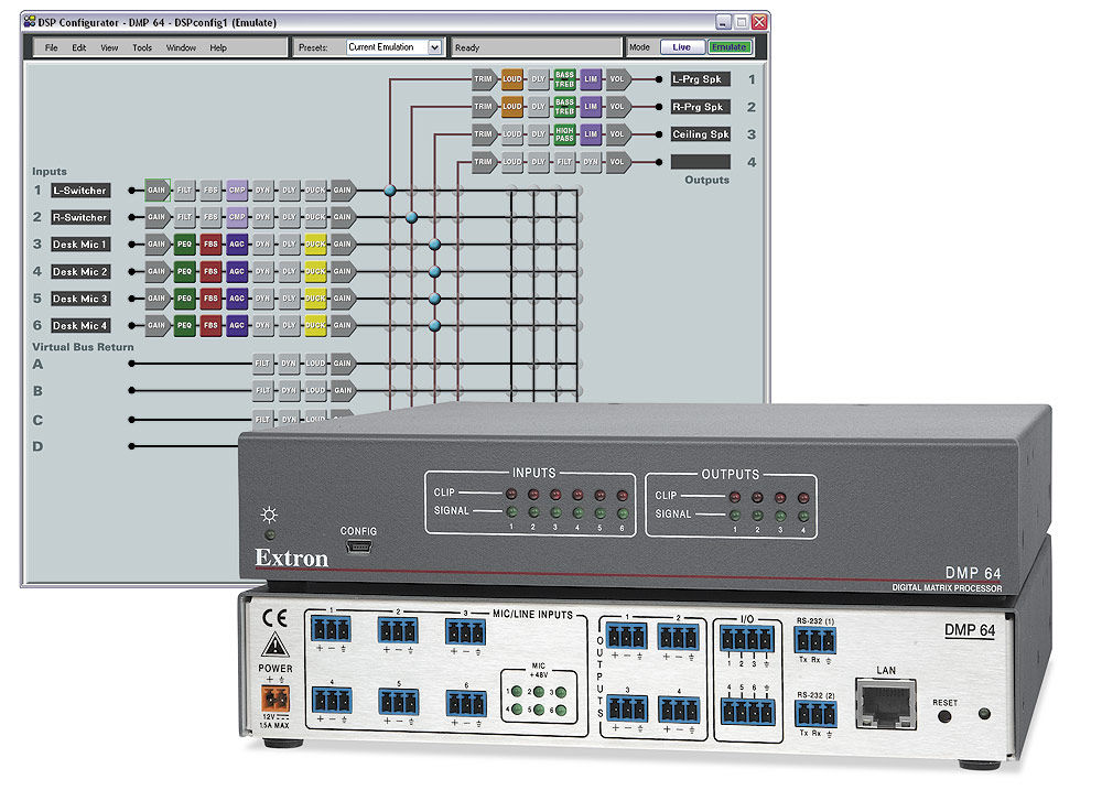 Extron DMP 64 6x4 Audio ProDSP Digital Matrix Processor/Matrix Switcher