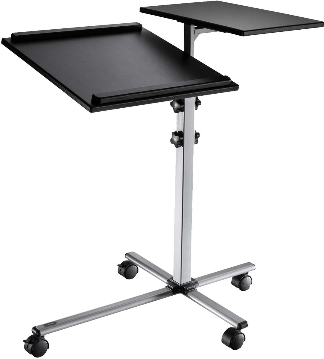 Celexon PT3010 Height adjustable twin-shelf projector tilting projection trolley finished in grey product image. Click to enlarge.