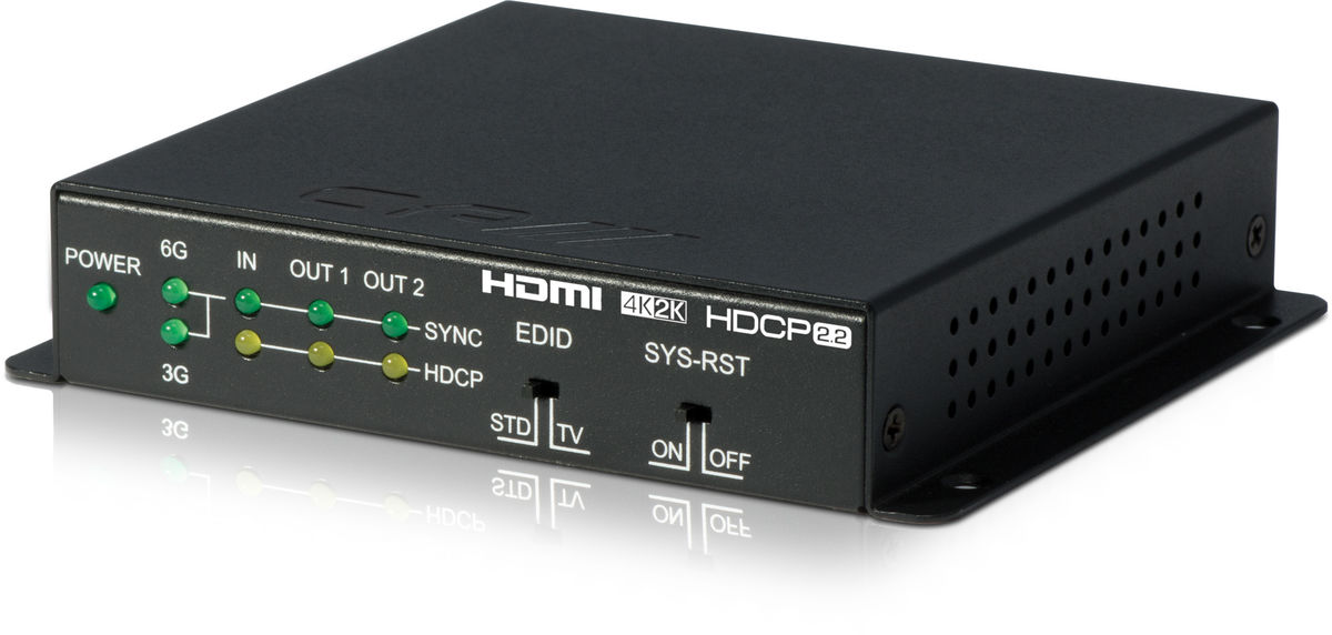 CYP QU-2-4K22 1:2 HDMI 2.0 and HDCP 2.2 distribution amplifier with 2K, 4K and 3D support product image. Click to enlarge.