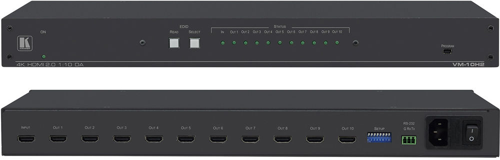 Kramer VM-10H2 1:10  HDMI 2.0 HDCP 2.2 Distribution Amplifier product image. Click to enlarge.