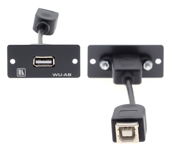 Kramer WU-AB USB-A female to USB-B cable female adapter product image. Click to enlarge.