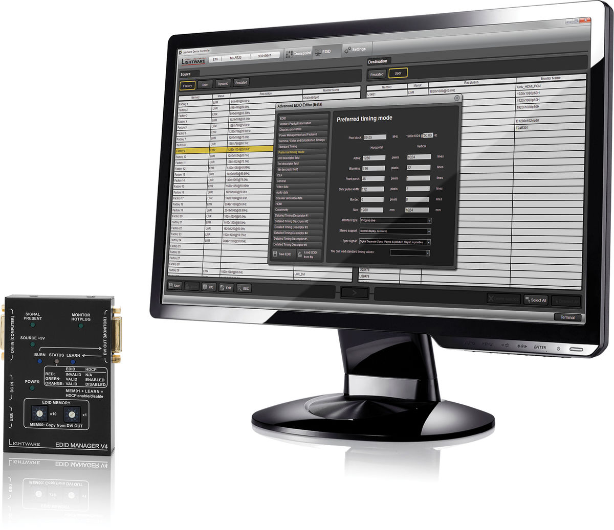 Lightware EDID Manager V4 HDCP compatible HDMI/DVI EDID Emulator and