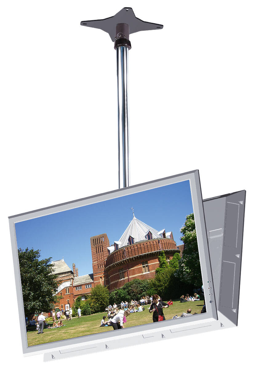Unicol KP110DB Back-to-back Twin Monitor/TV ceiling mount kit with 1 metre column product image. Click to enlarge.