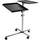 Height adjustable twin‑shelf projector tilting projection trolley finished in grey