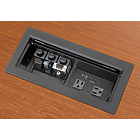 Extron Cable Cubby 1202 Series/2 Cable Access Enclosure for AV Connectivity and AC Power, 254×102mm cutout, finished in black or brushed aluminium [70-1184-08]