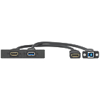 Extron One HDMI Female, One USB A 3.2 Female to USB B Female on Pigtails Single Space AAP HDMI Female and USB A Female sockets on Pigtails Finished in Black (HDMI 1.4 10.2Gbps; USB 3.2 Gen 1 5Gbps)