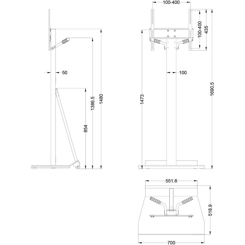 Multibrackets 0215 M Tilt & Roll Floorstand Plus Black Monitor Plinth Stand product image