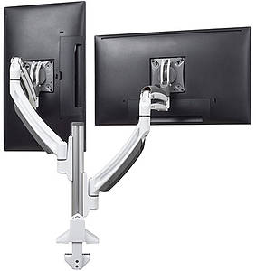 Kontour twin monitor desk mount finished in white