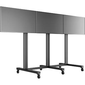 Public Video Wall Stand Monitor Trolley for 3 inline displays