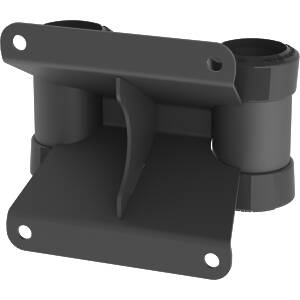 Screen mount to twin column adaptor finished in black with 150mm centres
