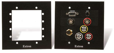 Bare wall and furniture mountable frames ready to accommodate connection modules.Components