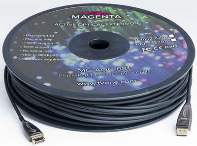 MG-AOC-882-10 10.00m tvONE Magenta DisplayPort 1.4 Active Plenum Optical Cables cable product image