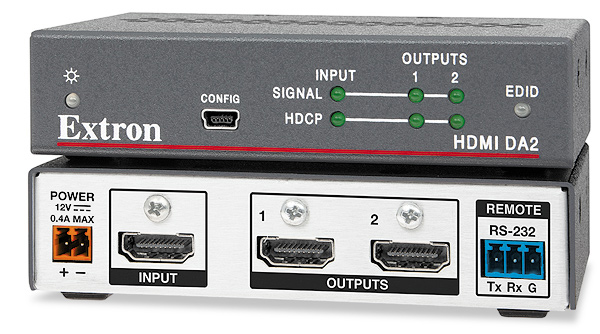 Extron HDMI DA2 - 1:2 Output HDMI Distribution Amplifier with EDID ...