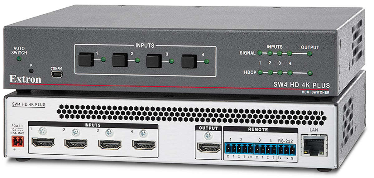 Extron SW4 HD 4K PLUS 41 4K HDMI 2.0b Switch with autoswitching and HDR