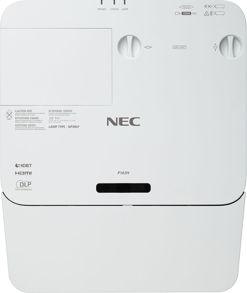 NEC P502H projector throw chart and tables from Ivojo Multimedia Ltd.