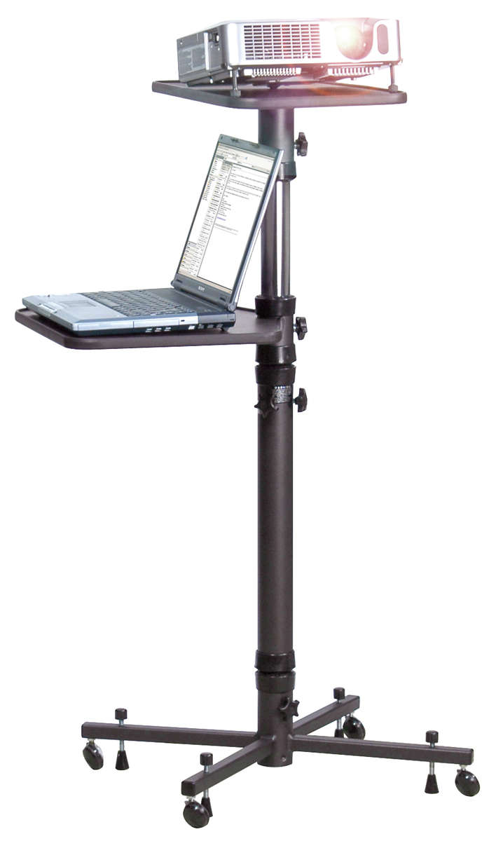 Unicol S3350PAAD Adjustable height projector trolley with laptop shelf